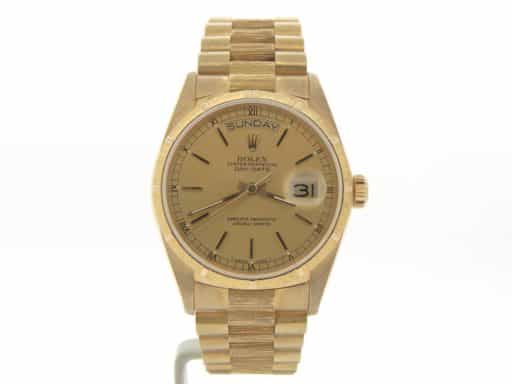 Mens Rolex 18K Gold Day-Date President Bark FInish Watch Ref. 18078 (SKU 8766037BMT)