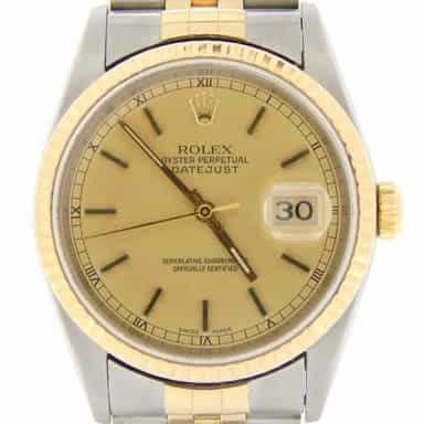 Mens Rolex Two-Tone 18K/SS Datejust Champagne  16233 (SKU P988429MDMT)