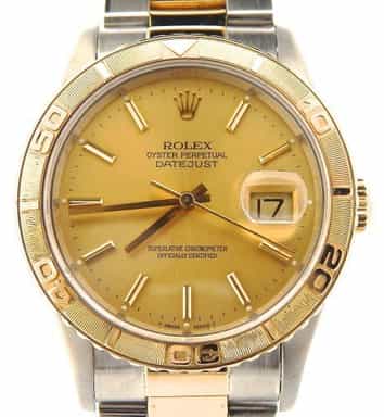 Mens Rolex Two-Tone 18K/SS Datejust Turn-O-Graph Champagne  16263 (SKU U782383NMT)