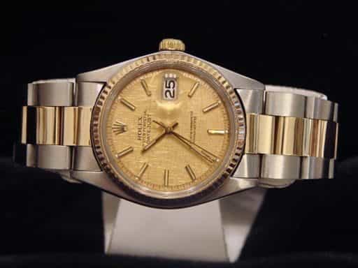 Mens Rolex Two-Tone Datejust Gold Linen 1601 (SKU 841MT)