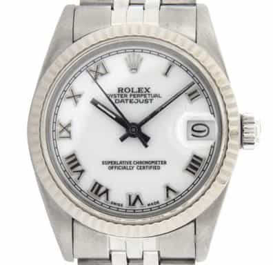 Mid Size Rolex Stainless Steel Datejust White Roman 68274 (SKU 8250906MT)