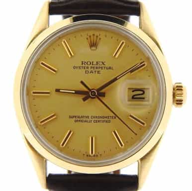 Mens Rolex 14K Gold Shell Date Champagne 1550 (SKU 5997466NBMT)