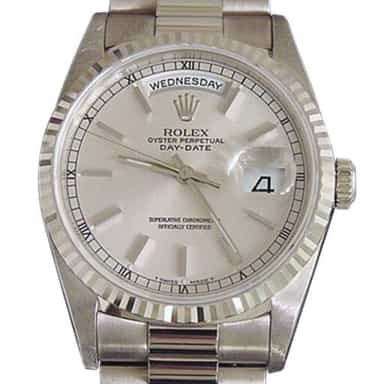 Mens Rolex 18K Gold Day-Date President Silver  18239 (SKU U700265MT)