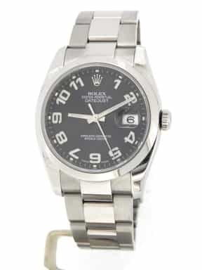 Mens Rolex Stainless Steel Datejust Black Arabic 116200 (SKU 116200BLKMT)