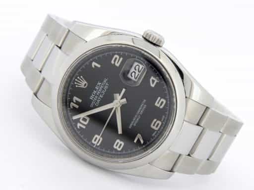 Mens Rolex Stainless Steel Datejust Arabic Black 116200 (SKU 116200ARMT)