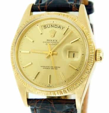 Mens Rolex 18K Gold Day Date Watch with Gold Champagne Dial 1807 (SKU 3137928BMT)