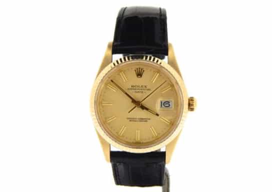 Mens Rolex 14K Yellow Gold Date Champagne 15037 (SKU 7108922NBLKBMT)