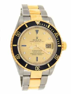 Mens Rolex Two-Tone Submariner Champagne Diamond 16613T (SKU M453566NNMT)