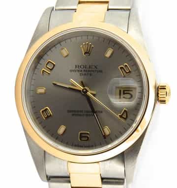 Mens Rolex Two-Tone 18K/SS Date Slate Arabic 15203 (SKU P178060AMT)