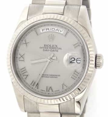 Mens Rolex 18K Gold Day-Date President Silver Roman 118239 (SKU 118239SRMT)