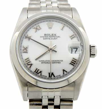 Mid Size Rolex Stainless Steel Datejust White Roman 78240 (SKU P589057AMT)