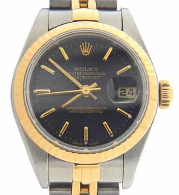 Ladies Rolex Two-Tone 18K/SS Datejust Black Tapestry  (SKU K439992bamt)