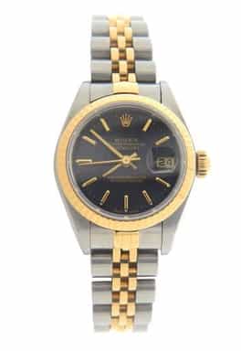 Ladies Rolex Two-Tone 18K/SS Datejust Black Tapestry  (SKU K439992bamt)