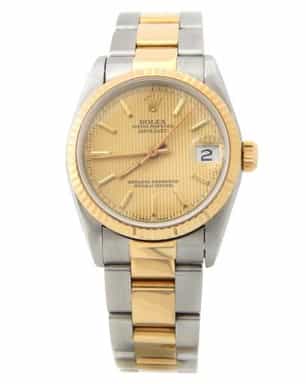 Ladies Midsize Rolex Two-Tone Datejust Champagne 68273 (SKU 68273TAPOYSAMT)