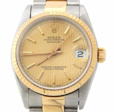 Ladies Midsize Rolex Two-Tone Datejust Champagne 68273 (SKU 68273TAPOYSAMT)