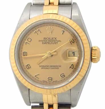 Ladies Rolex Two-Tone 18K/SS Datejust Gold Arabic Dial 79173 (SKU K439992gaamt)