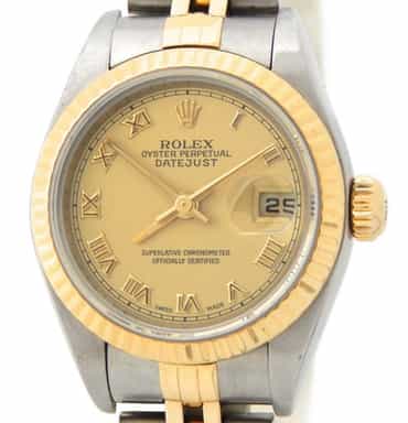 Ladies Rolex Two-Tone 18K/SS Datejust Gold Roman Dial 79173 (SKU K439992gramt)