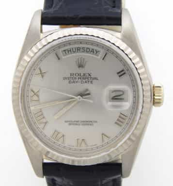 Mens Rolex 18K Day Date Watch 18039 with Silver Roman Dial(SKU 5812319AMT)