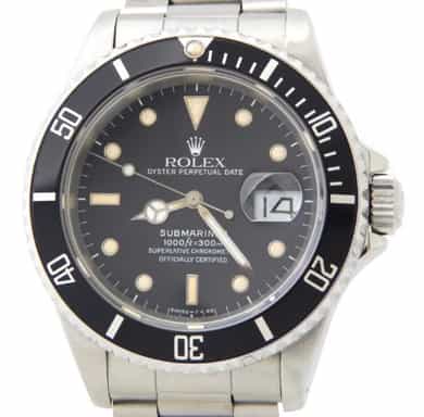 Mens Rolex Black Stainless Steel Submariner Patina 16610 (SKU L232407AMT)