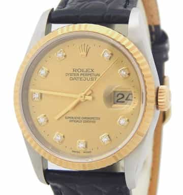 Mens Rolex Two-Tone Datejust Factory Diamond 16233 (SKU W878013AMT)