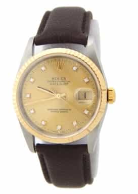Mens Rolex Two-Tone Datejust 16233 with Factory Diamond Dial (SKU S343104AMT)
