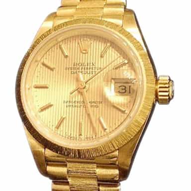Ladies Rolex 18K Gold Datejust President Bark Tapestry 69278 (SKU 627MT)