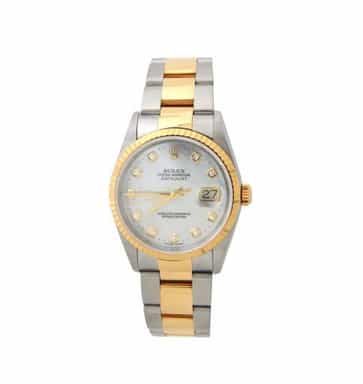 Mens Rolex 2Tone Datejust Watch 16233 Factory MOP Diamond Dial (SKU BP775475AMT)