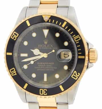 Mens Rolex Two-Tone 18K/SS Submariner Black 16613 (SKU A547670DAMT)