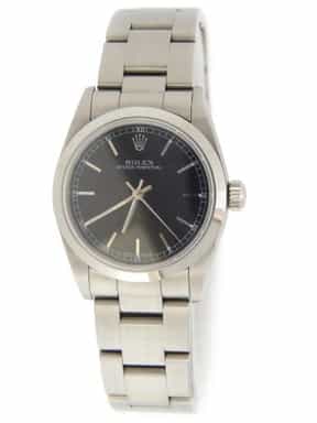 Mid-Size Rolex Stainless Steel Oyster Perpetual Black 77080 (SKU F095208AMT)