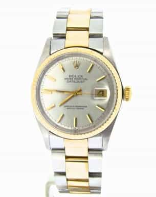 Mens Rolex Two-Tone  Datejust with Silver Dial 1601 (SKU B24096470NBCMT)