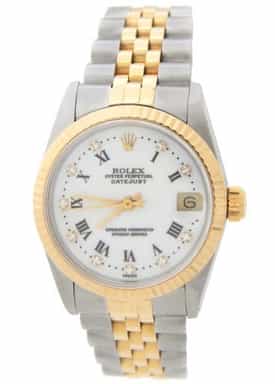 Mid Size Rolex Two-Tone 18K/SS Datejust White Roman 68273 (SKU WR724002AMT)