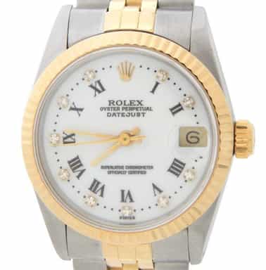 Mid Size Rolex Two-Tone 18K/SS Datejust White Roman 68273 (SKU WR724002AMT)