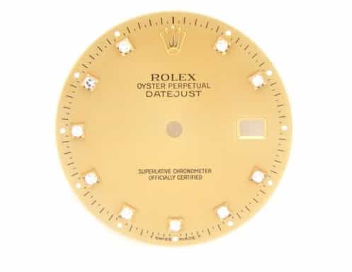 Pre Owned Mens Rolex Gold Champagne Datejust Factory Diamond Dial (SKU DIAL0005)