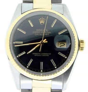 Mens Rolex Two-Tone Datejust Black 16013 (SKU B5908500NMT)