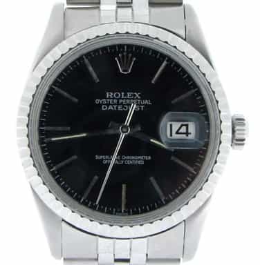 Mens Rolex Stainless Steel Datejust Black 16030 (SKU B7292396NMT)