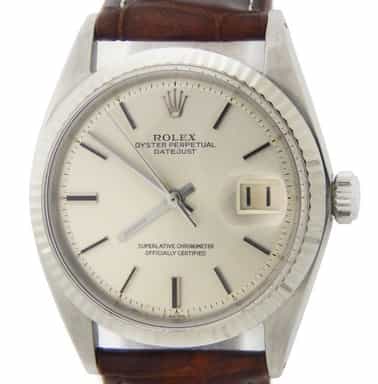 Mens Rolex Stainless Steel Datejust Watch with Silver Dial 1601 (SKU 1085536AMT)