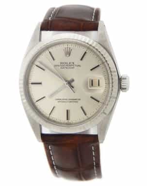 Mens Rolex Stainless Steel Datejust Watch with Silver Dial 1601 (SKU 1085536AMT)