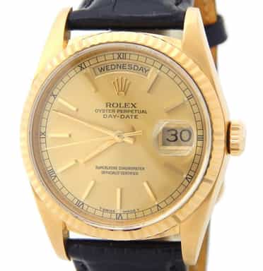 Mens Rolex 18K Gold Day-Date Watch 18238 (SKU 18238CHLEAMT)