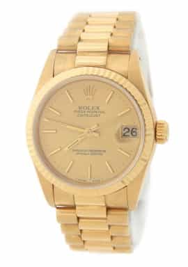 Mid Size Rolex 18K Yellow Gold Datejust President Champagne  68278 (SKU 8328963AMT)