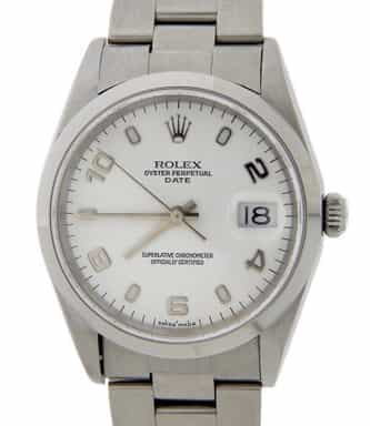 Mens Rolex Stainless Steel Date Watch White Arabic 15200 (SKU A244553AMT)