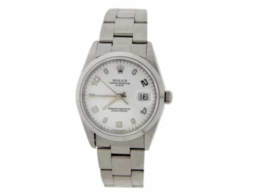 Mens Rolex Stainless Steel Date Watch White Arabic 15200 (SKU A244553AMT)