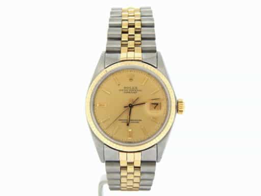 Mens Rolex Two-Tone Datejust Watch Champagne Dial 1601 (SKU 16012TCHMT)