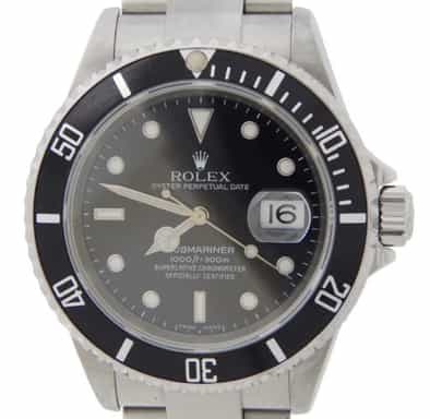 Mens Rolex Stainless Steel Submariner Watch 16610T with Black Dial and Bezel (SKU F184510AMT)