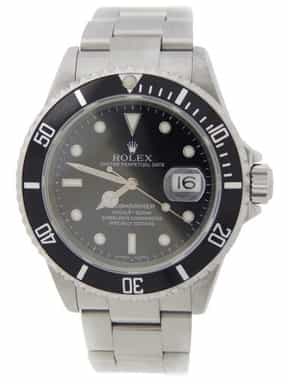 Mens Rolex Stainless Steel Submariner Watch 16610T with Black Dial and Bezel (SKU F184510AMT)