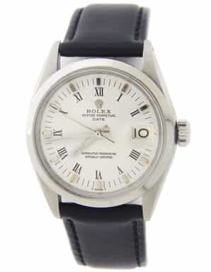 Mens Rolex Stainless Steel Date Watch Model Ref. 1500 with White Dial (SKU 2184322BLKLAMT)