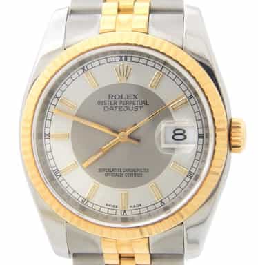 Mens Rolex Two-Tone Datejust Watch 116233 with Silver Tuxedo Dial (SKU VI87937MT)