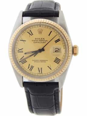 Mens Rolex Two-Tone Datejust Watch with Gold Roman Buckley Dial 16013 (SKU 6759486AMT)