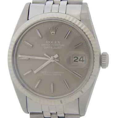 Mens Rolex Stainless Steel Datejust Watch 16014 with Slate Dial (SKU 7337473AMT)