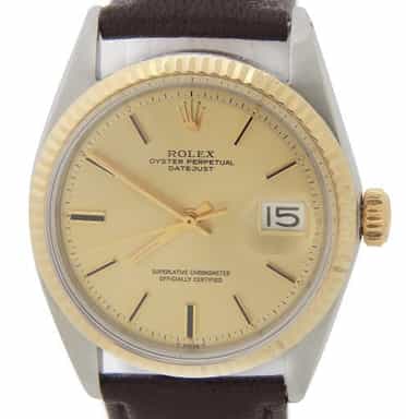 Mens Rolex Two-Tone Datejust 1601 Watch with Gold Champagne Dial (SKU 910077BAMT)
