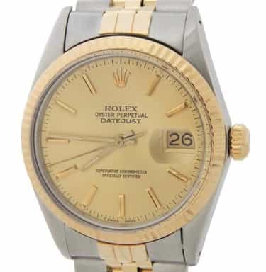 Mens Rolex Two-Tone Datejust Watch Champagne Dial 16013 (SKU 9124243AMT)